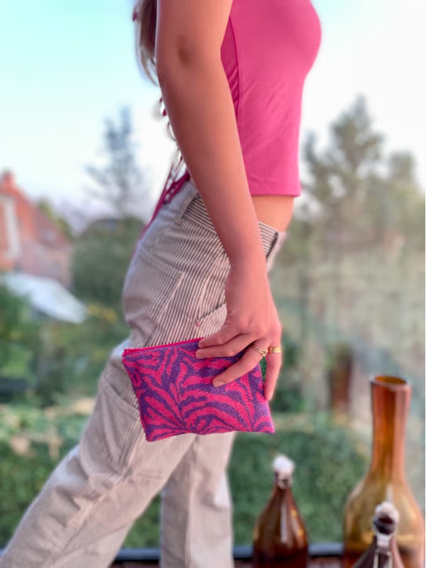Pomp Stitch My Little Zebra Clutch Lilla/pink
