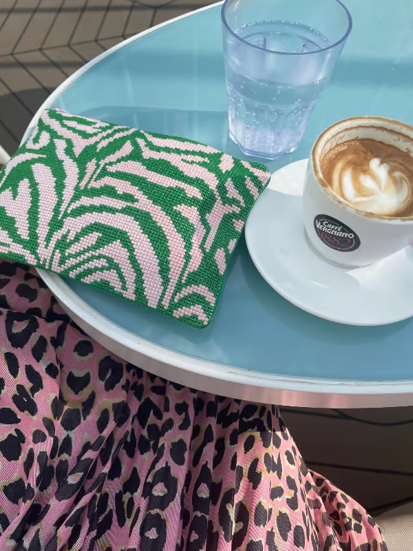 Pomp Stitch My Little Zebra Clutch Grøn/lyserød