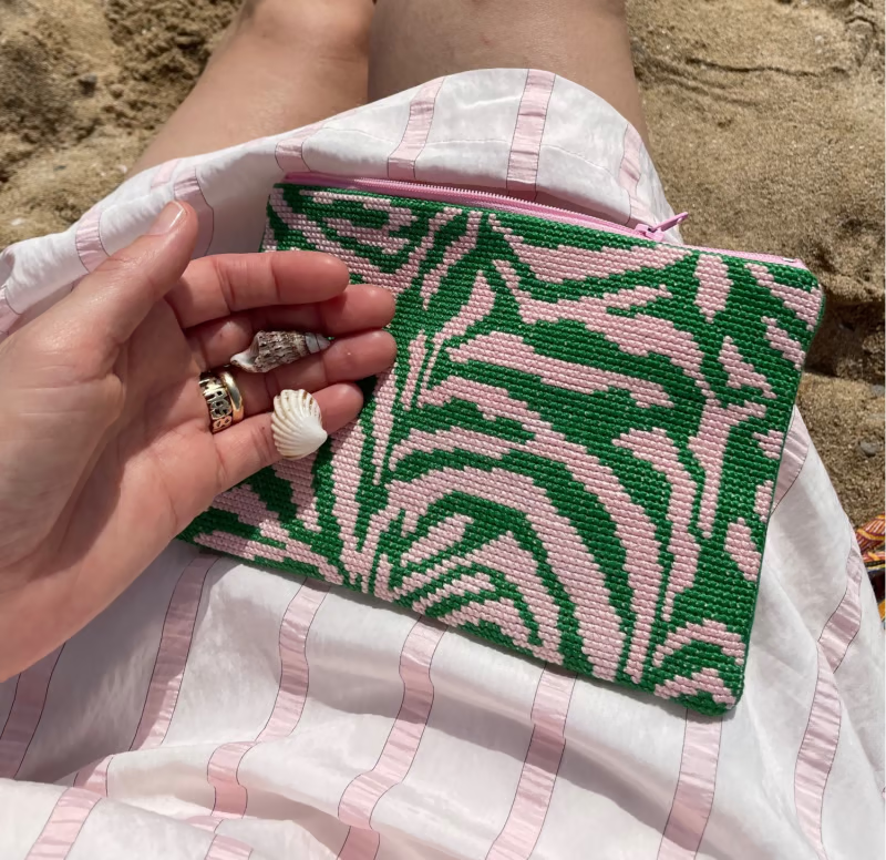 Pomp Stitch My Little Zebra Clutch Grøn/lyserød