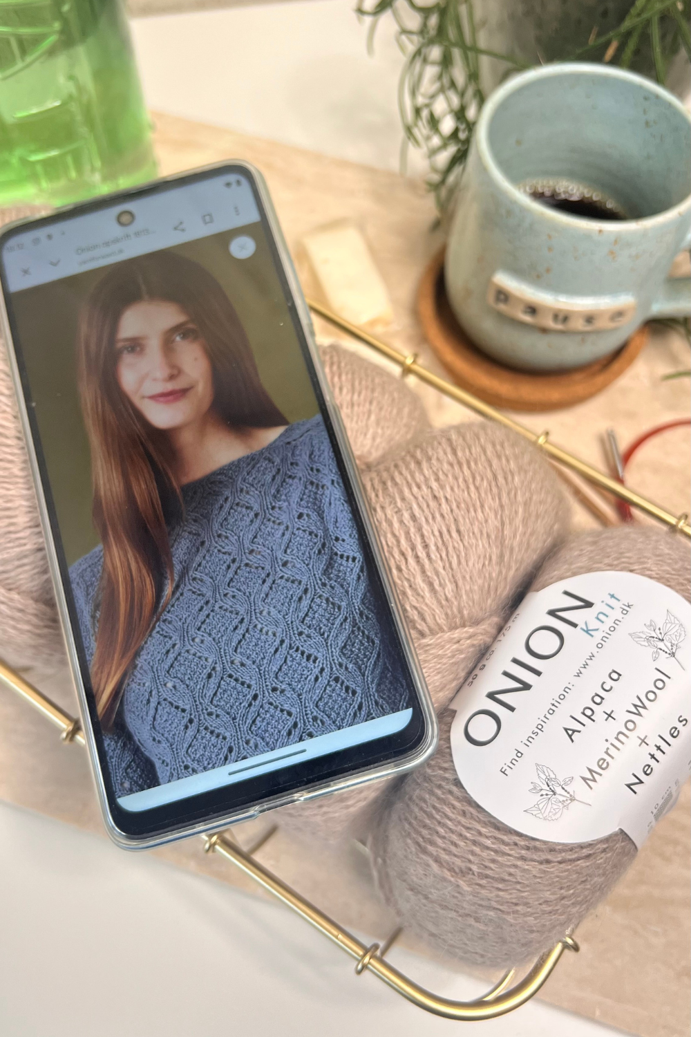Onion 1813 T-shirt med hulmønster strikket i Alpaca + Merino Wool + Nettles