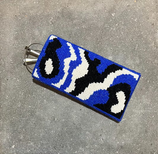 Pomp Stitch Blue Waves Brilleetui